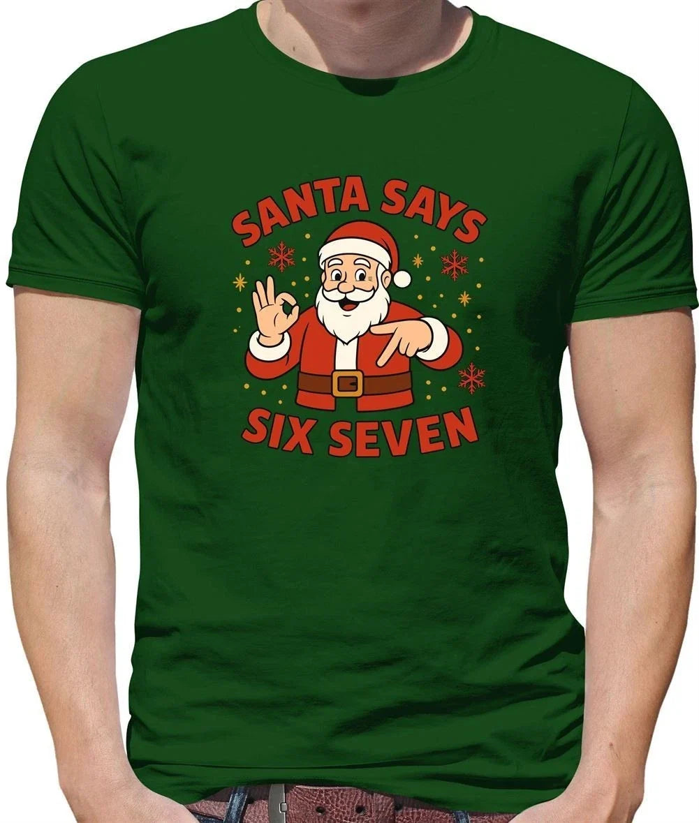 Santa Es De Sixis Seven 6-7 - Men's T-Shirt - Funny Brainrot Meme 6 7
