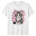 Cute Kitten Sakura Blossom Womens T-Shirt Sakura Cats Birthday Gift For Her