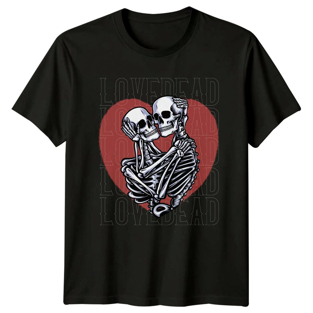 Love Dead T-Shirt Skeleton Art Gothic Valentines Day Gift For Him And Her