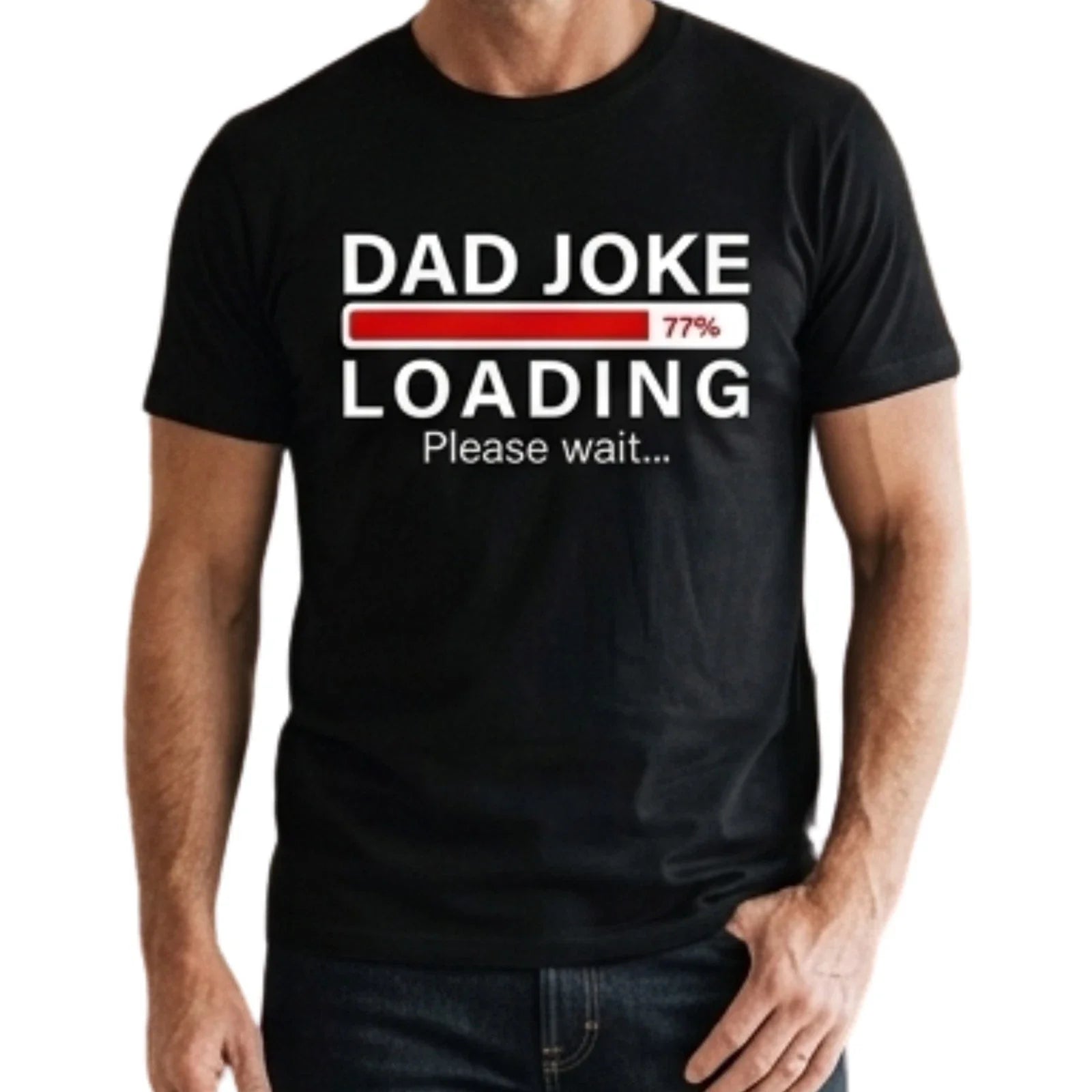 Dad Joke Loading... Please Wait Funny Men's Novelty T-Shirt - Black & White
