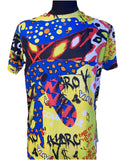 Royal Blue Label Graffiti T Shirt Colorful Print Urban Street Art Size M