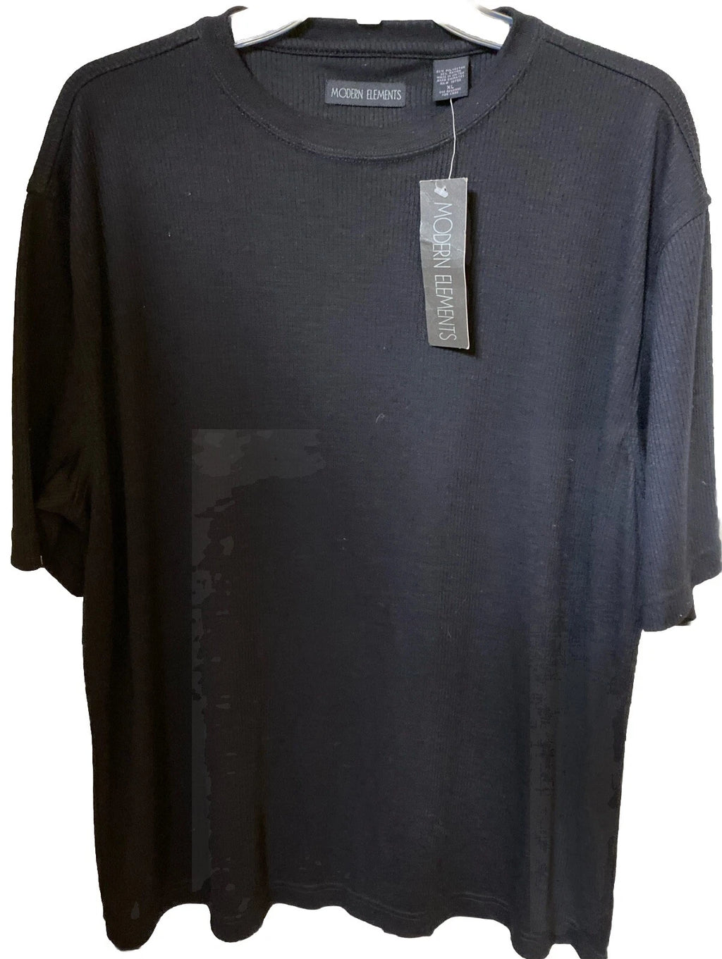 NWT MODERN ELEMENTS BLACK RIBBED STRAIGHT CUT CREW NECK COLLAR  TEE SIZE XL