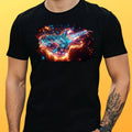 Mens Fire Guitar Motif Cotton T-Shirt Size XS to 5XL