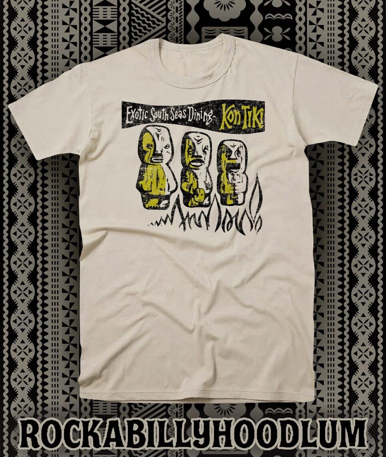 Retro Tiki Tee T Shirt Bar Restaurant Mug Kon Tiki Exotic South Seas Dining