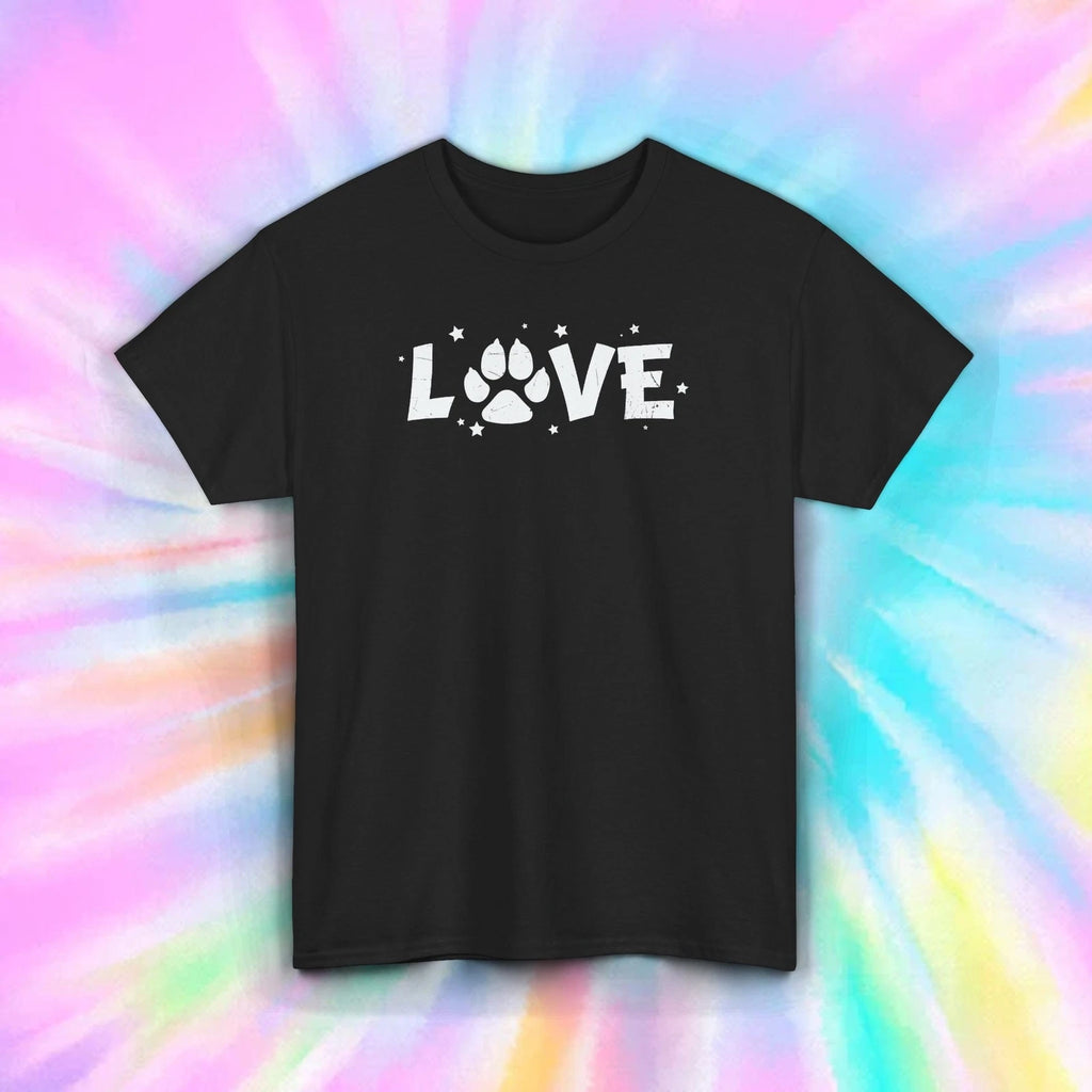 Love Paw Print T-Shirt Cute Pet Owner Dog Cat Rescue Tee S-5XL
