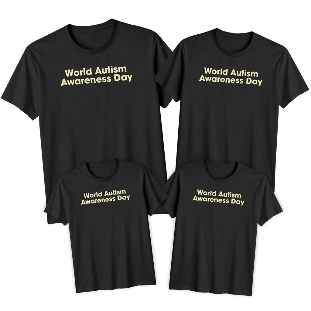 Family Simple Text Autism Awareness Day T-Shirt Tee Spectrum Acceptance #AD