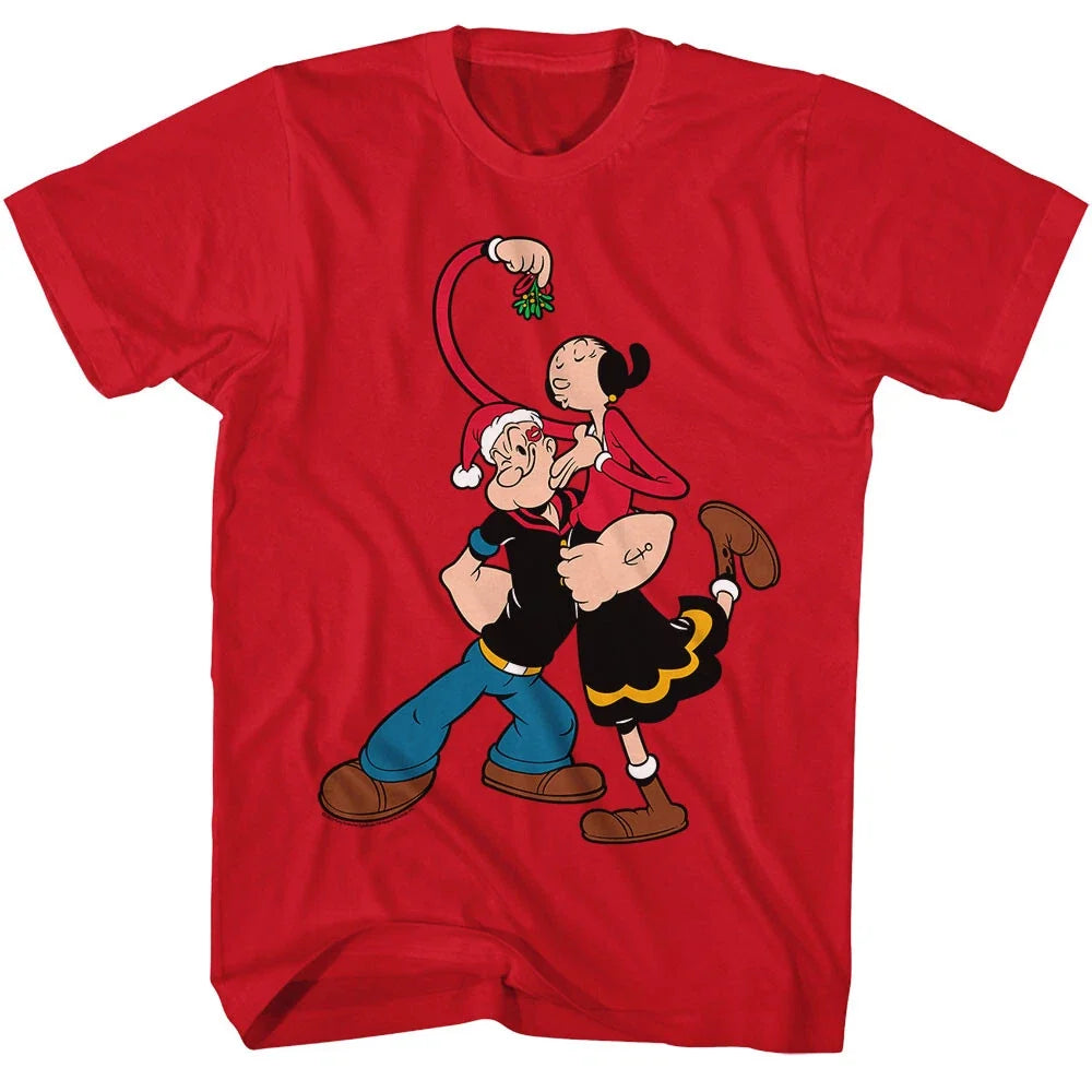 Popeye The Sailor Man Popeye With Olive Oyl Holding Mistletoe Men's T Shirt