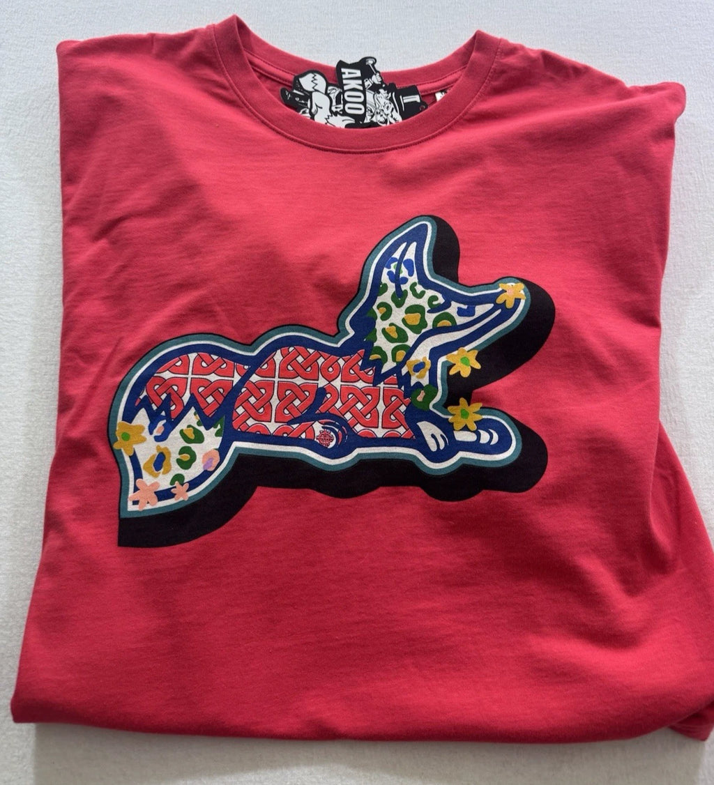 AKOO Decor Short Sleeve T-Shirt Mens Large Cayenne Red Graphic New