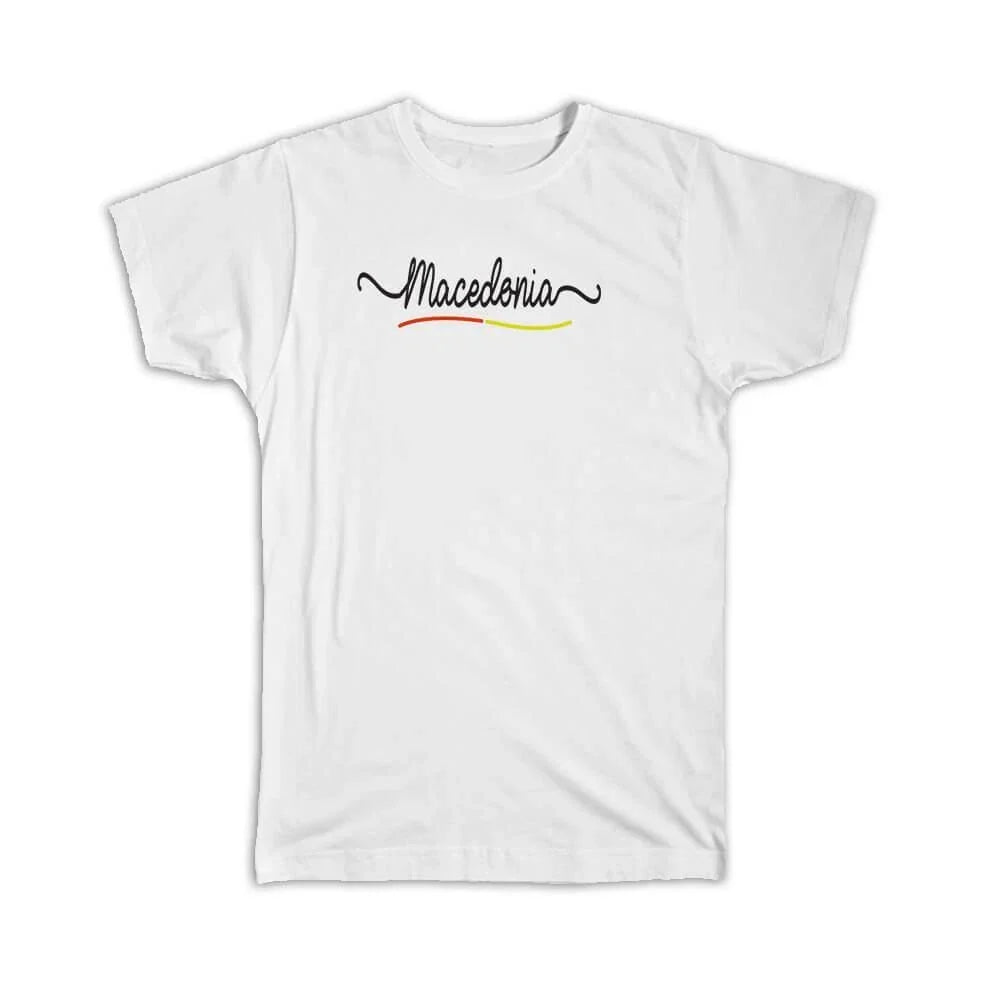 Gift T-Shirt : Macedonia Flag Colors Macedonian Travel Expat Country Minimalist