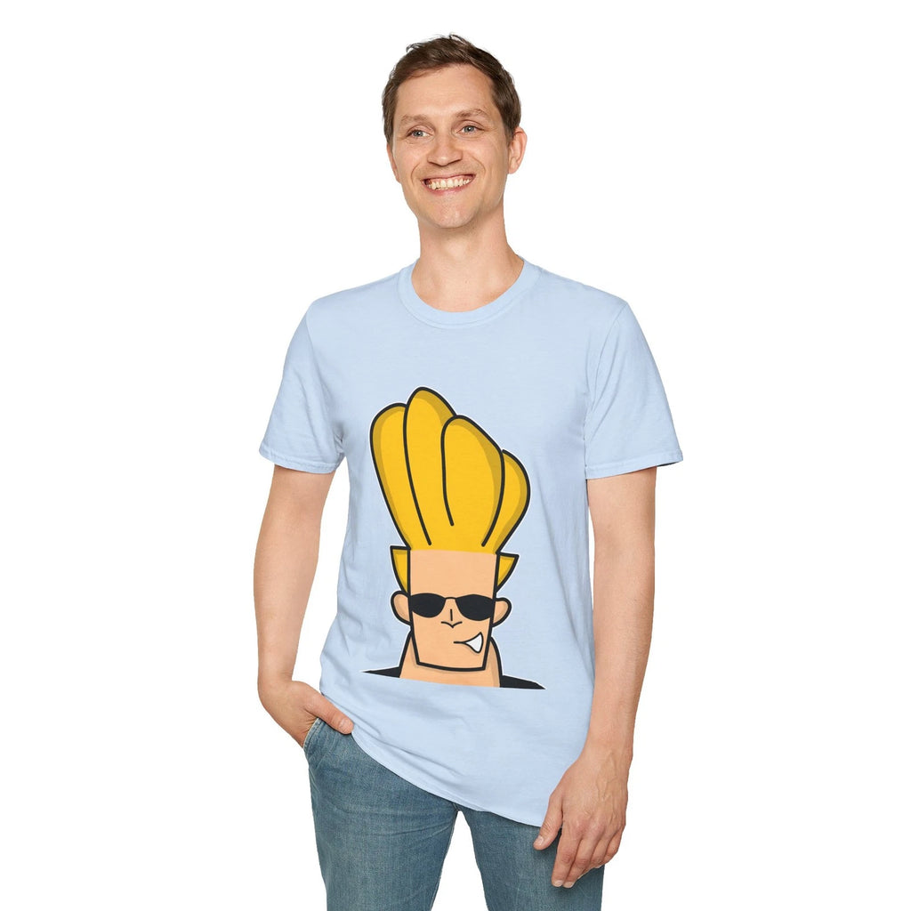 Cartoon Blonde Pompadour Character T-Shirt | Sunglasses Cool Guy