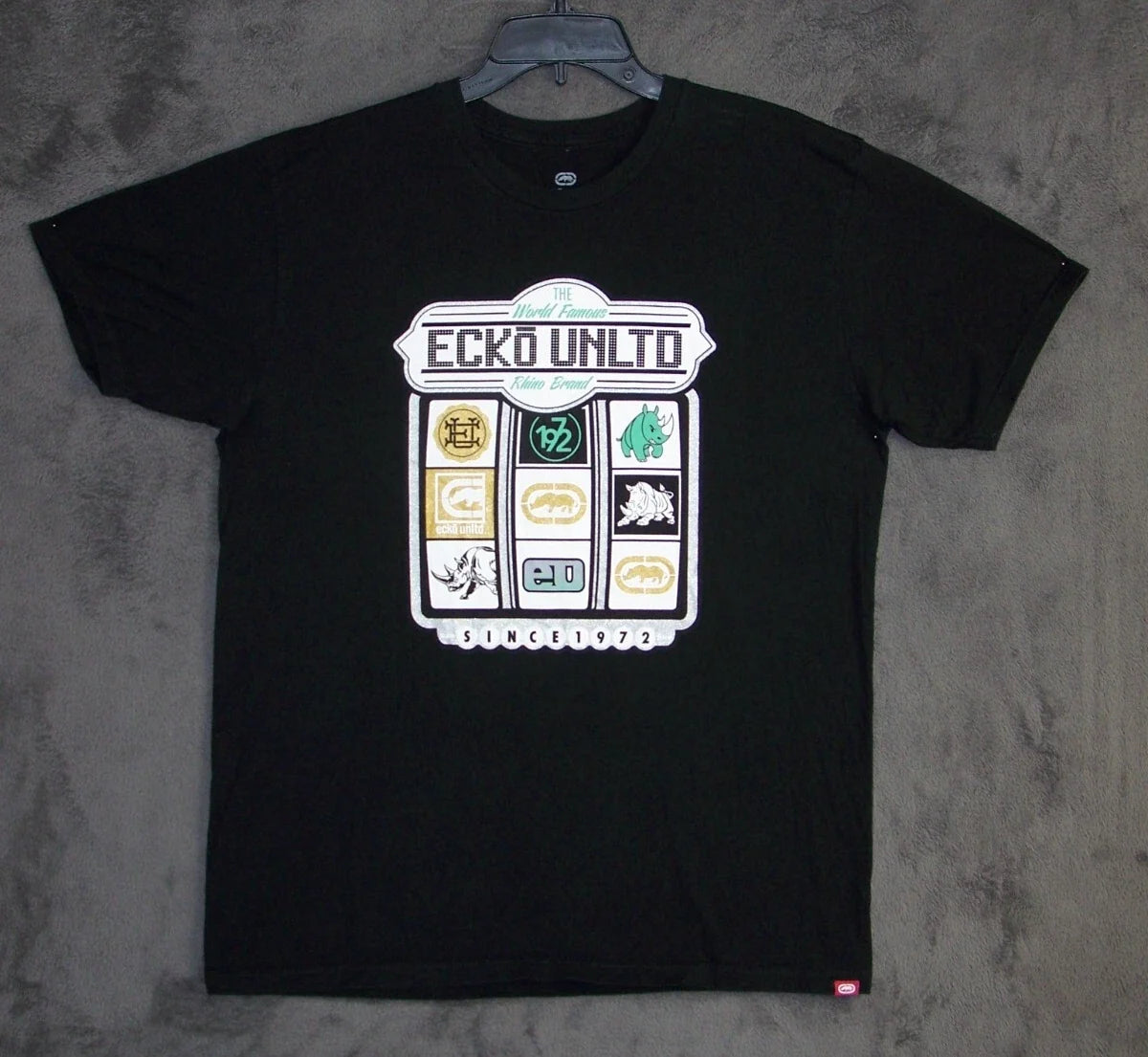 Ecko Unltd Shirt Adult Large Black Graphic Rhino Brand Short Sleeve Cotton Mens