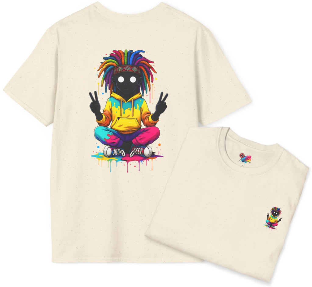 Braided Man Meditating Peace Unisex T-Shirt, Boho Urban Streetwear Fashion Tee