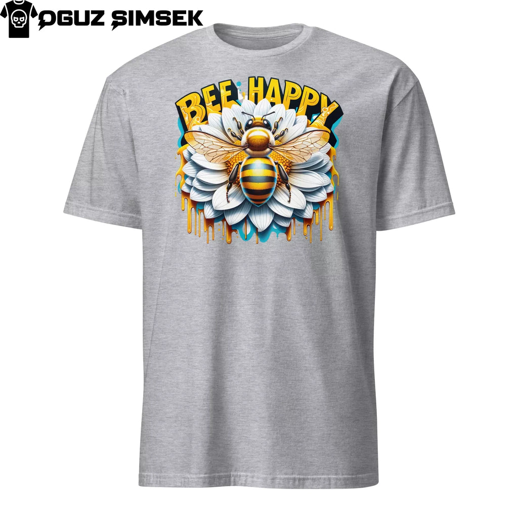 Bee Happy Unisex T-Shirt: Bee Flower Graffiti Lettering | Trendy Fashion Tee