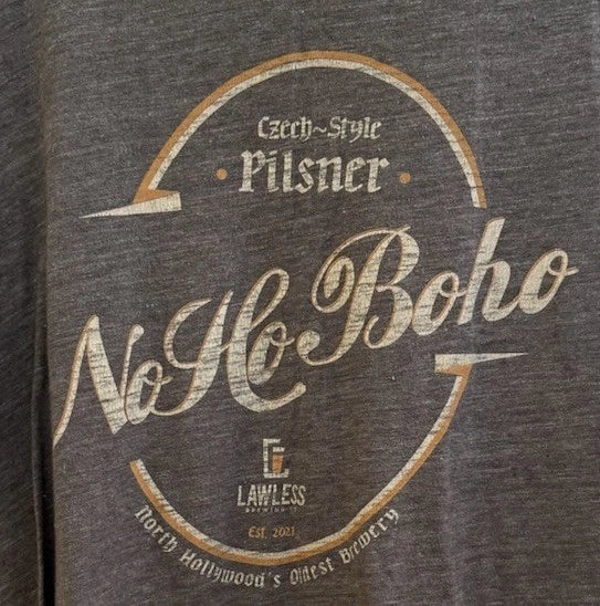 No Ho Boho Pilsner Lawless Brewing Company Mens Dark Gray T Shirt Size L