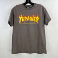 Thrasher Tshirt Mens Medium Gray Tee Streetwear Skate Grunge Flames Mall Goth