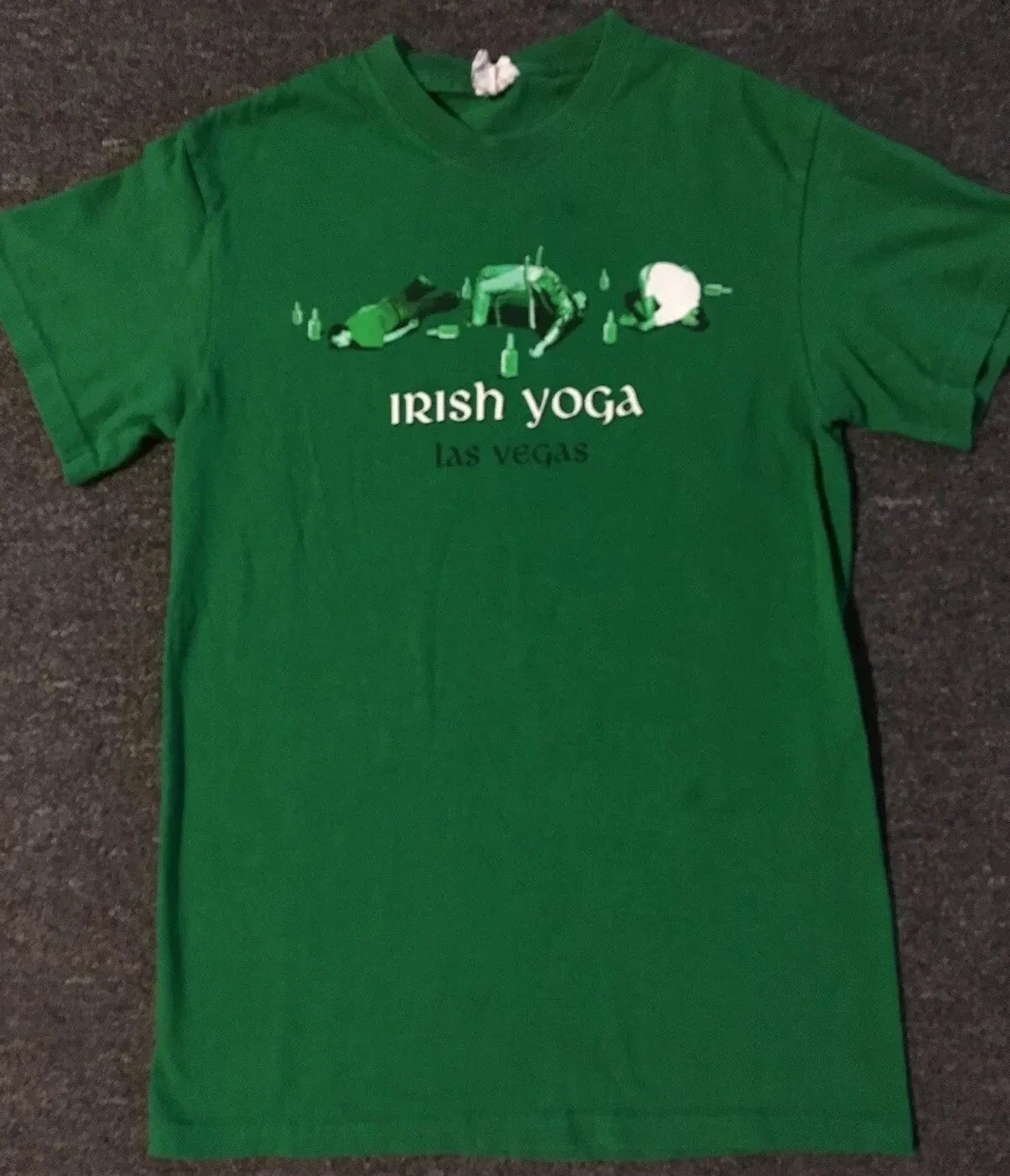 Vtg Las Vegas Irish Yoga Shirt S Drinking Funny Joke Strip Casino Beer MGM 90s