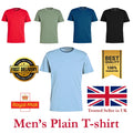 Men's Plain T-Shirt Cotton Crew Round Neck Short Sleeve Tee tops S to 2XL | Sale