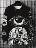 Gothic Black Long Sleeve T Shirt XL Jumper Punk Eye Skeleton Graphic Streetwear