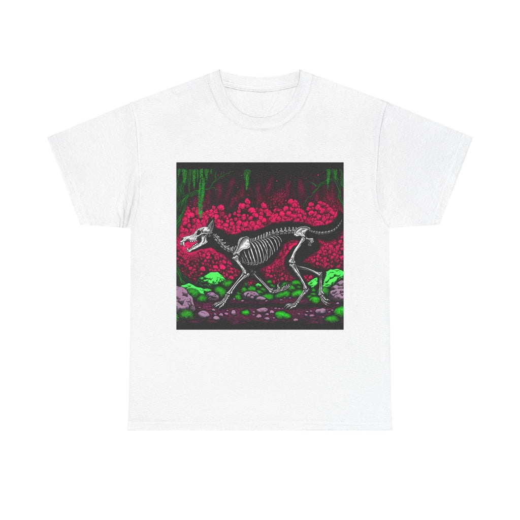 Unisex Adult T Shirt Skeletal Wolf Dark Environment Grunge Style