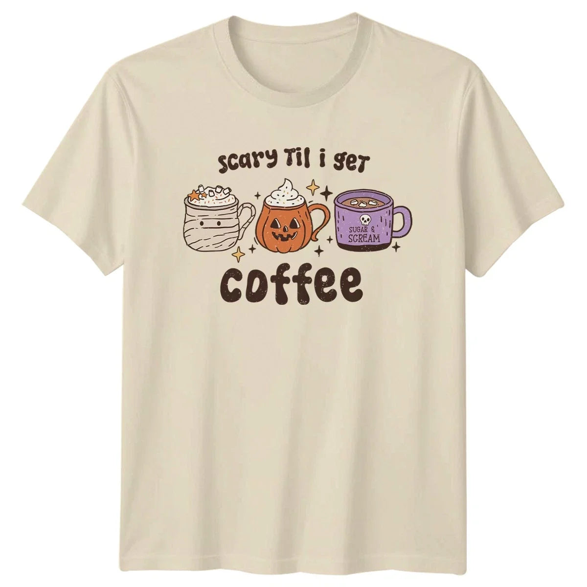 Scary Til I Get Coffee T-Shirt Coffee Lovers Halloween Halloween Gift For Him