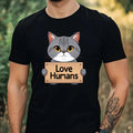 Mens Kitten Loving People Motif Cotton T-Shirt Size XS to 5XL