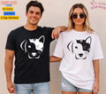 Dog and Cat Split Face T-Shirt - Minimalist Pet Lover Graphic Tee - Cute Dog Cat