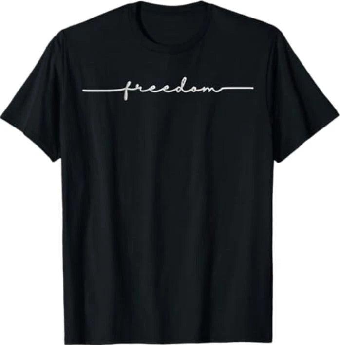 Freedom, Freedom Black Text Minimalist Design T-Shirt1
