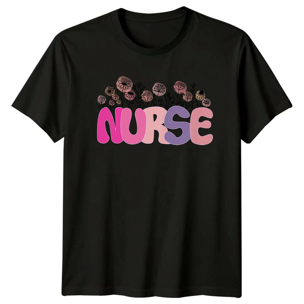 Nurse Floral Graphic T-Shirt Cute Nurse Appreciation Gift T-Shirt