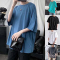 Mens Casual Loose Fit Oversized Summer Short Sleeve T Shirt Solid O Neck Top