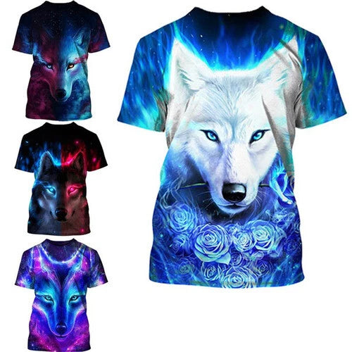 Graphic Animal Wolf unisex 3D womens/mens Short Sleeve T-Shirt Casual Tops Tee