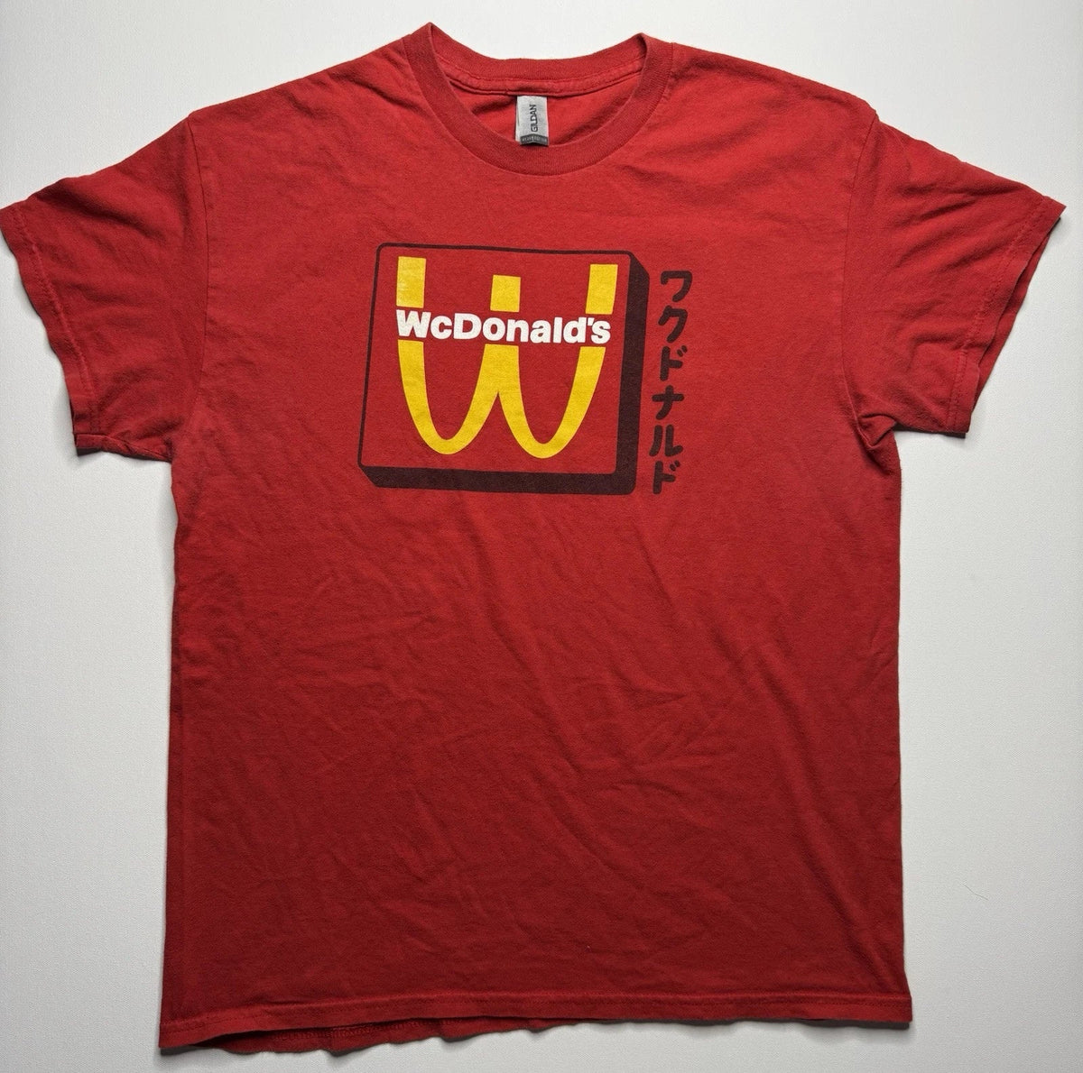 Japanese Anime McDonalds Style T-Shirt Mens Medium Red Pop Art Skater Y2K