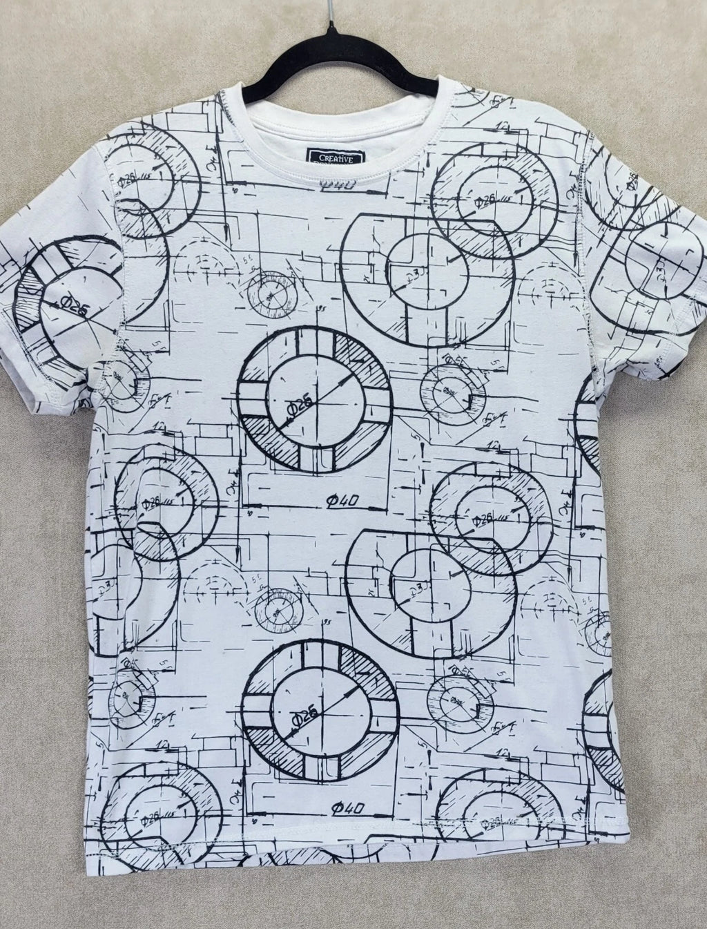 Mens Creative Destruction White Graphic Allover Print Size Large