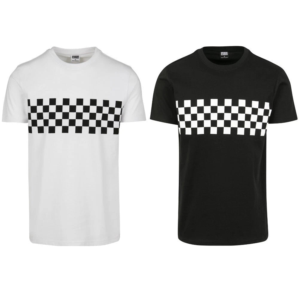 Urban Classics Check Panel Tee Men Checkerboard T-Shirt Schachbrett Schwarz