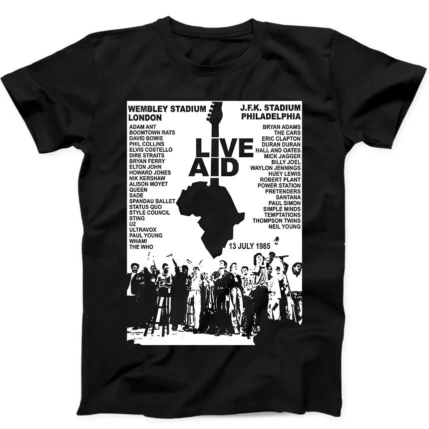 Live Aid Concert Music Gig Event Live 1985 Wembley 80s Gift Tee  T Shirt 30
