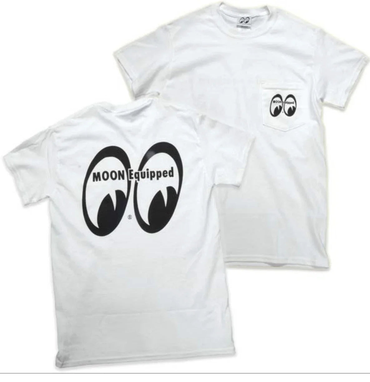 Men's Mooneyes Moon Equipped Classic White Pocket T-Shirt Cotton MQTP002WH