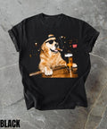 Golden Retriever Drinking Beer Graphic T-Shirt, Sarcastic Dog Meme Shirt