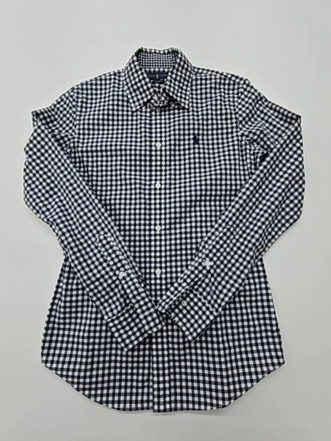 Ralph Lauren Boys Blue Gingham Button-Up Size 4T Slim Fit Preowned