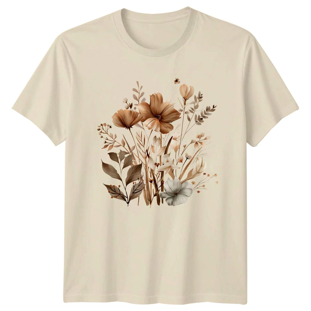 Boho Floral T-Shirt Womens Spring Nature Gift For Her