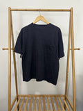VTG 90s BOXY Dark Navy Pocket Front Worn Cotton BLANK WIP T-Shirt XL 22.5x25