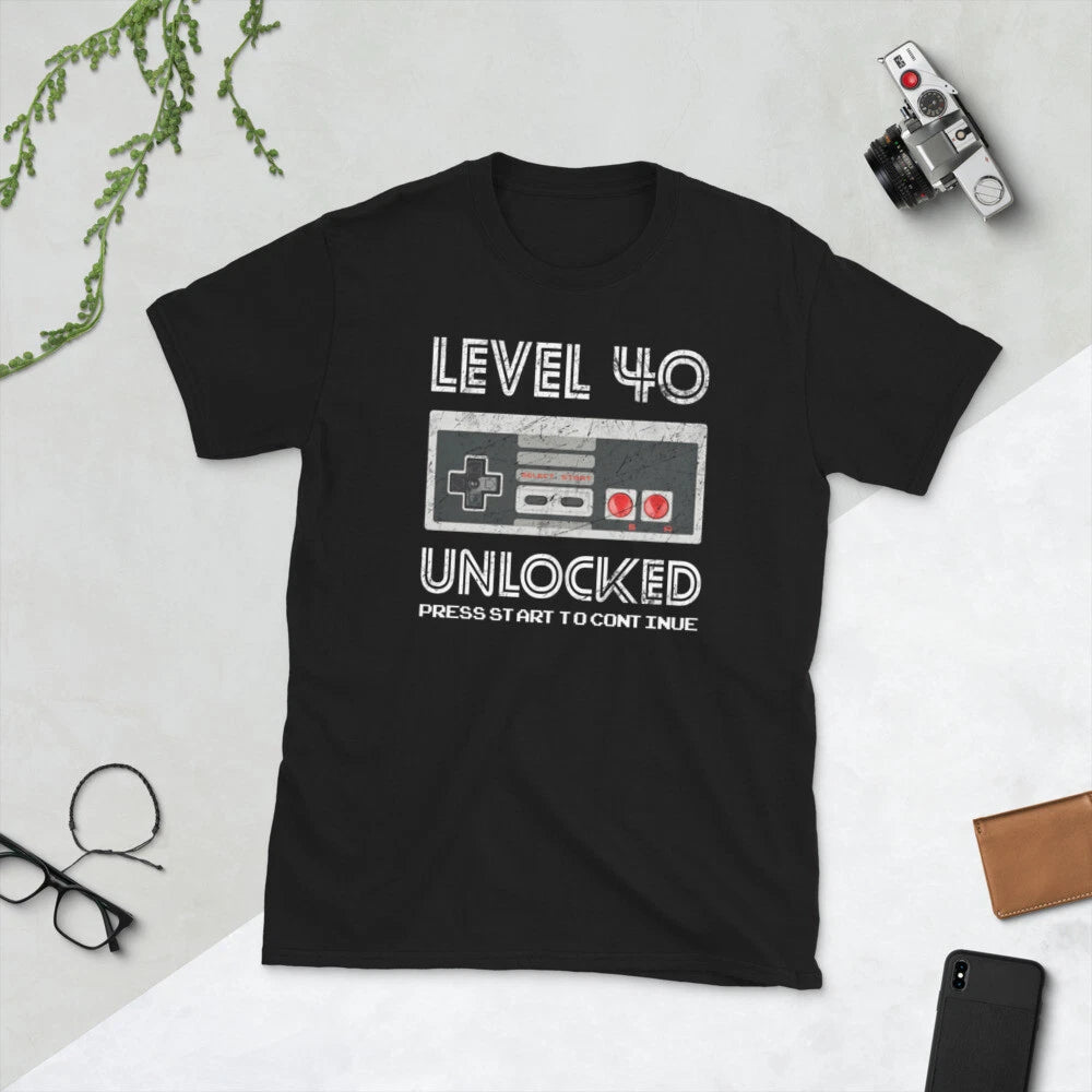 Level 40 Unlocked Video Gamer 40th Birthday Gift T-Shirt