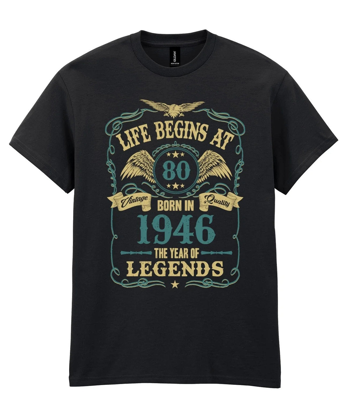 Life Begins at 80 T-Shirt Mens Funny Born In 1946 80th Birthday Gift Grandad Dad
