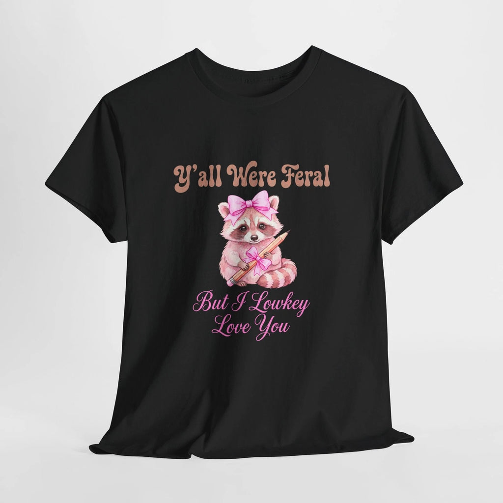 Y'all Were Feral But I Lowkey Love You Cute Coquette Raccoon, Premium Soft Tee