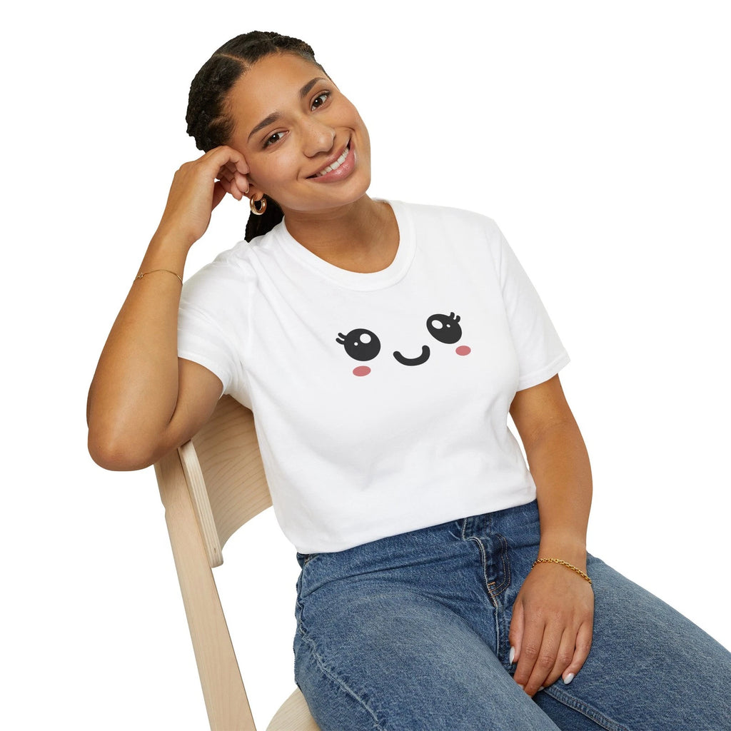 Kawaii Smiley Face Tee T-Shirt | Cute Anime Eyes, Blush