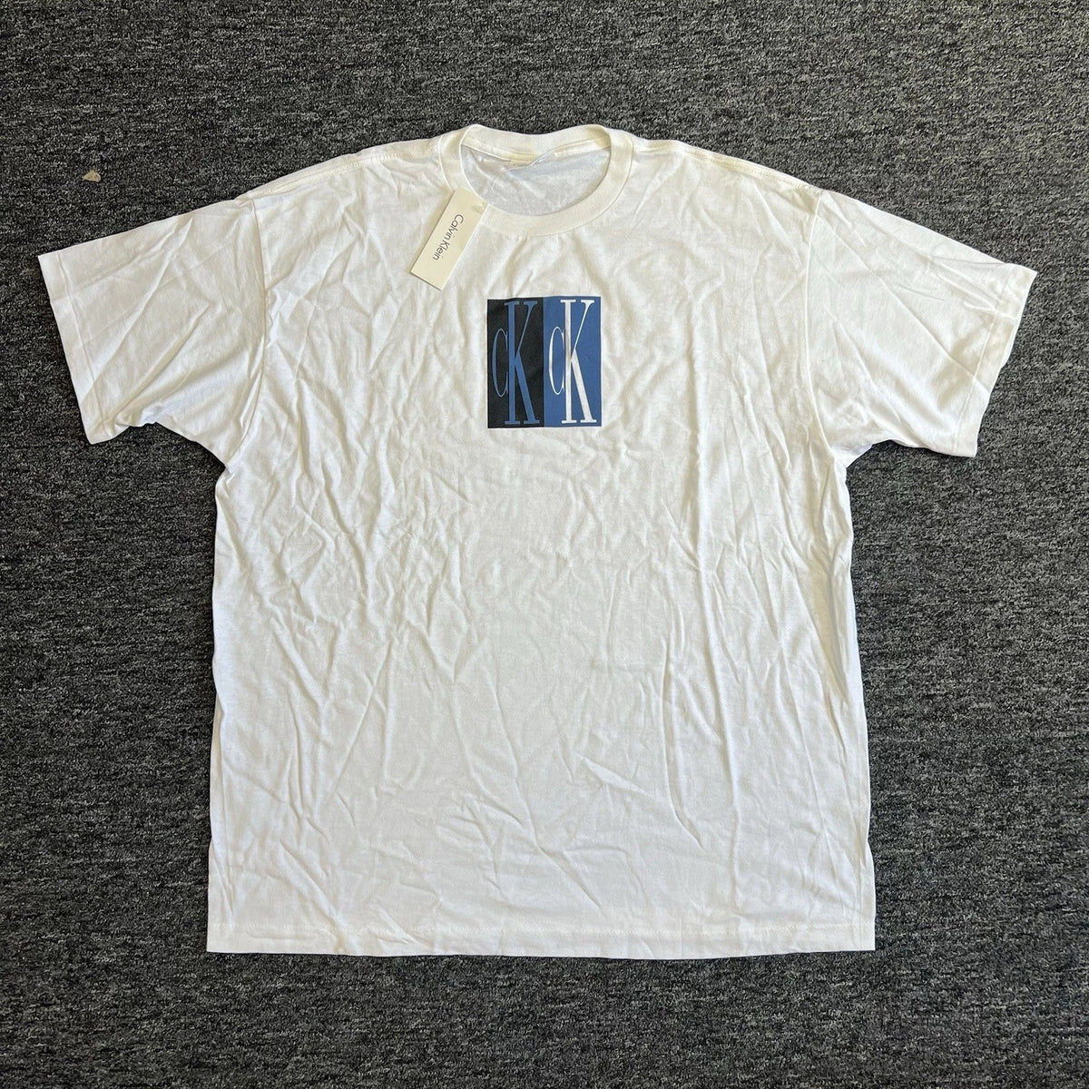 Vintage 1990’s Calvin Klein LOGO Tee Mens XL White Short Sleeve Shirt Cotton USA