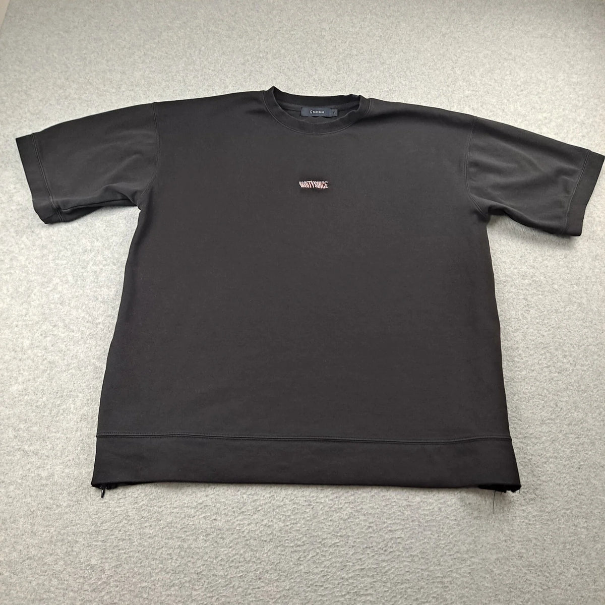 Rageblue Shirt Men Large BlackJapanese Zipper Sides Boxy Streetwear Grunge Y2K