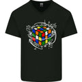 Rubix Cube Equation Funny Puzzle Enigma Mens V-Neck Cotton T-Shirt