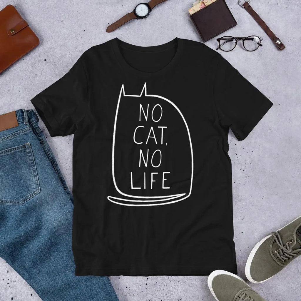 No Cat No Life Cute Kitty Graphic Black T-Shirt