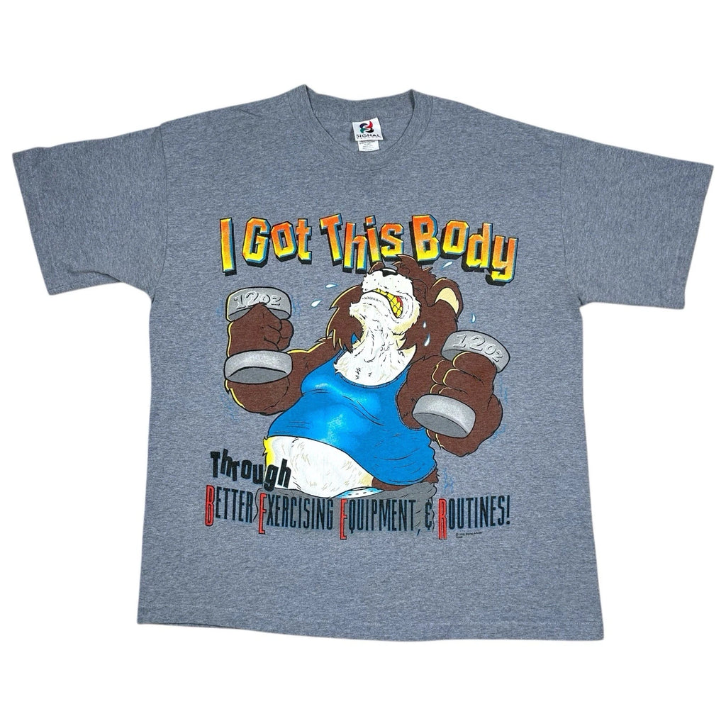 Vintage Got This Body Through Beer T Shirt Funny Mens XL Signal Artwear 90s USA