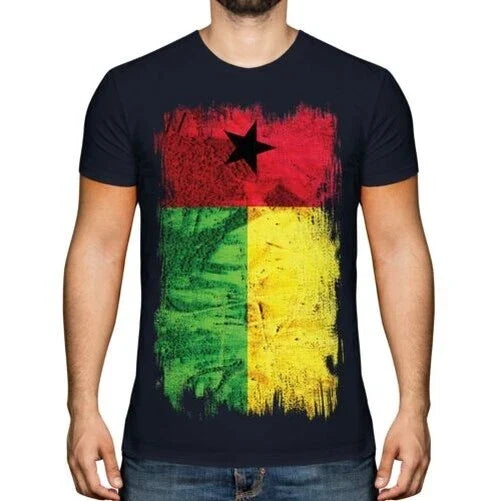 Guinea Bissau Grunge Flagge Herren T-Shirt Guiné-bissau Fußball Guineas