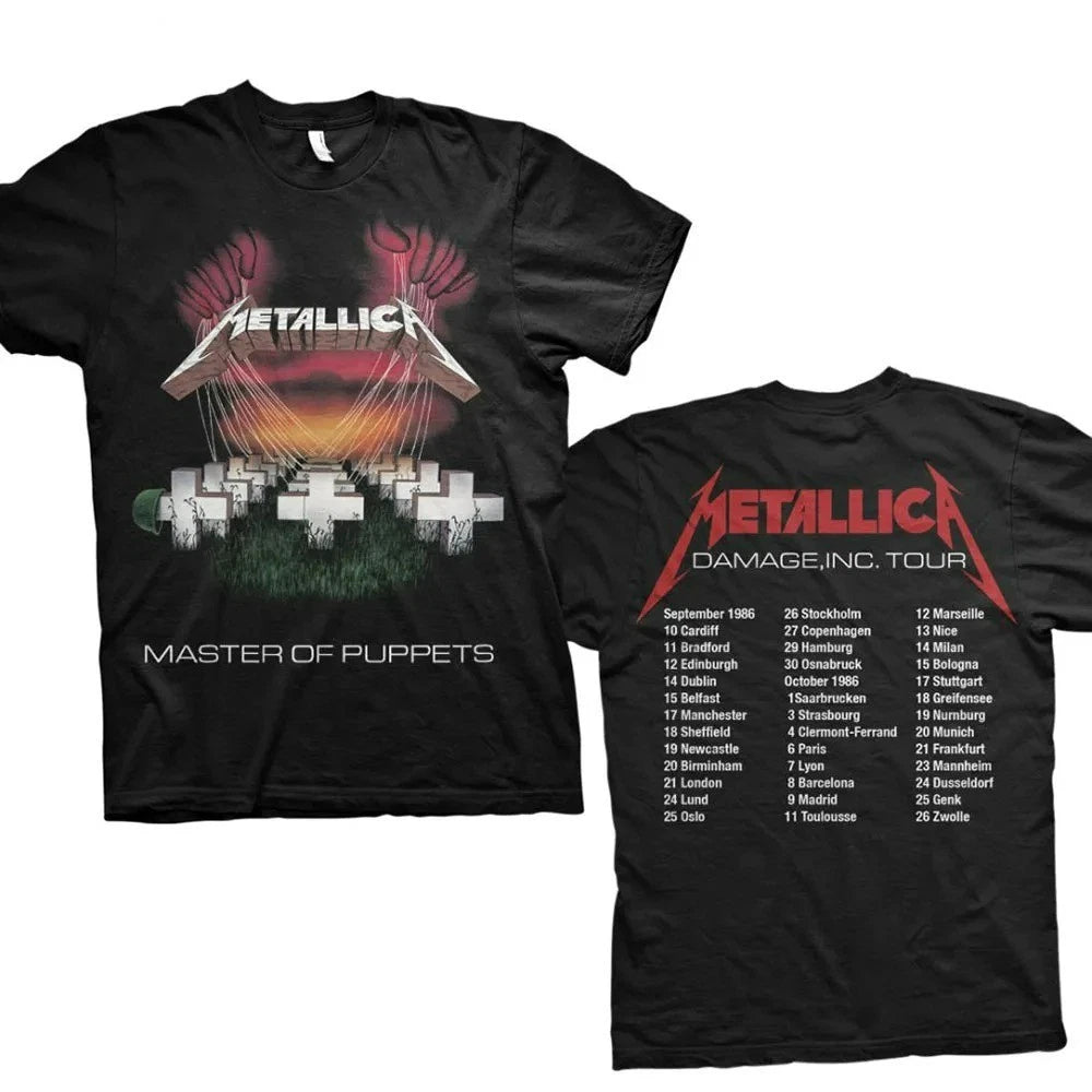 Metallica Cotton Album Black T-Shirt – Iconic Heavy Metal Band Rock Punk Style
